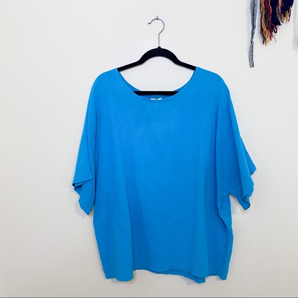Deva • ocean blue vintage boxy crepe top - Picture 2 of 9